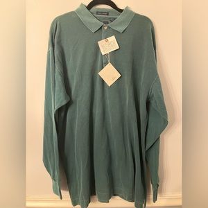 Men’s Over Easy Green Long Sleeve Polo XL